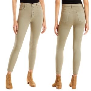 J BRAND Lillie Button Fly Cropped Skinny High Waist Jeans in Mauz Green - NWT